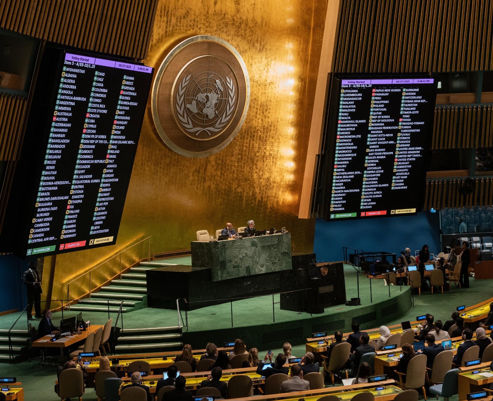 A UN General Assembly vote on Israel-Palestinian conflict