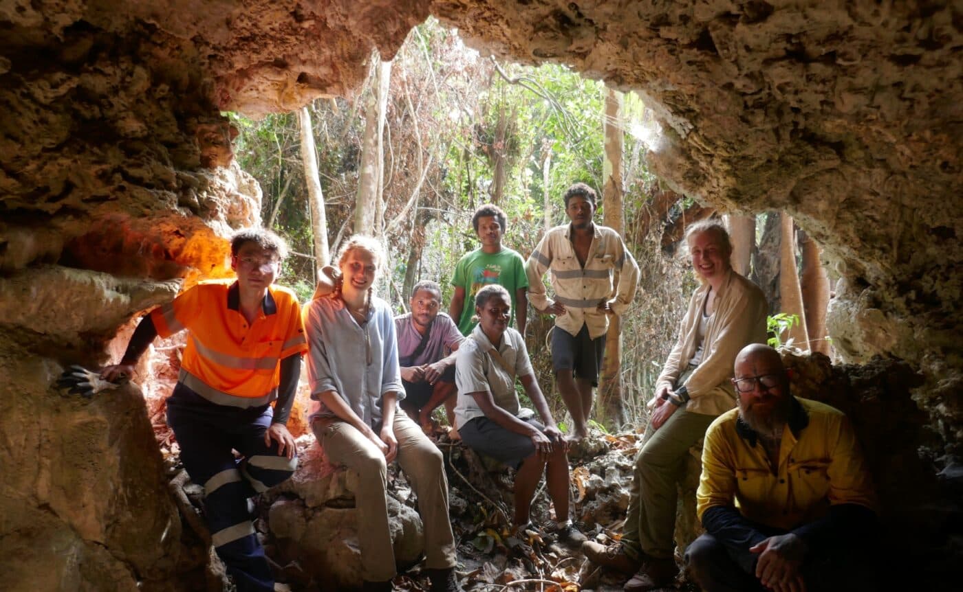 Some of the ANU team in a cave with 17,000 years of human history