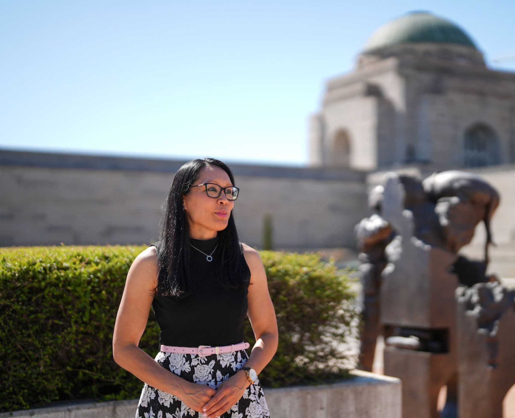 Maureen Montalban stands at the Australian War Memorial