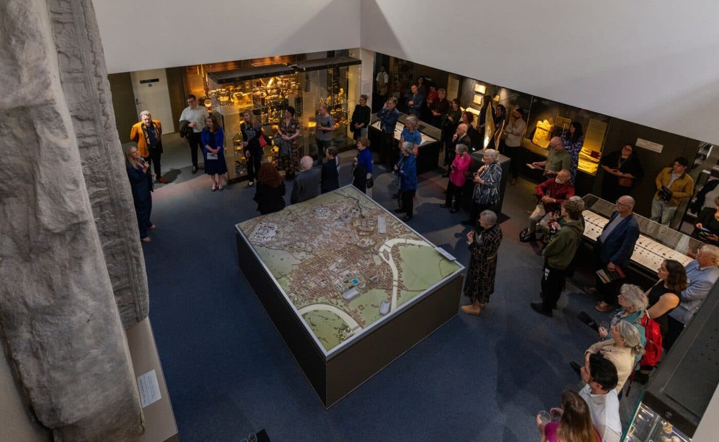 A high angle view of a crowd within the Classics Museum on ARTefacts opening night