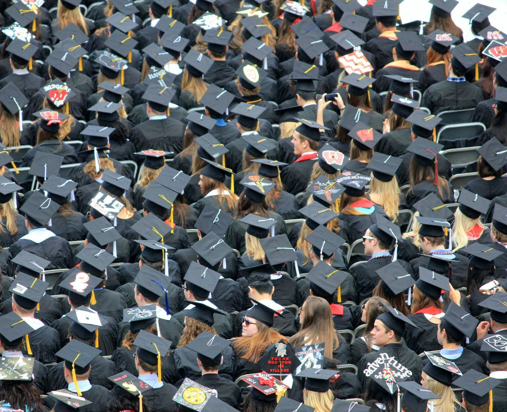 Aerial shot of a university graduation