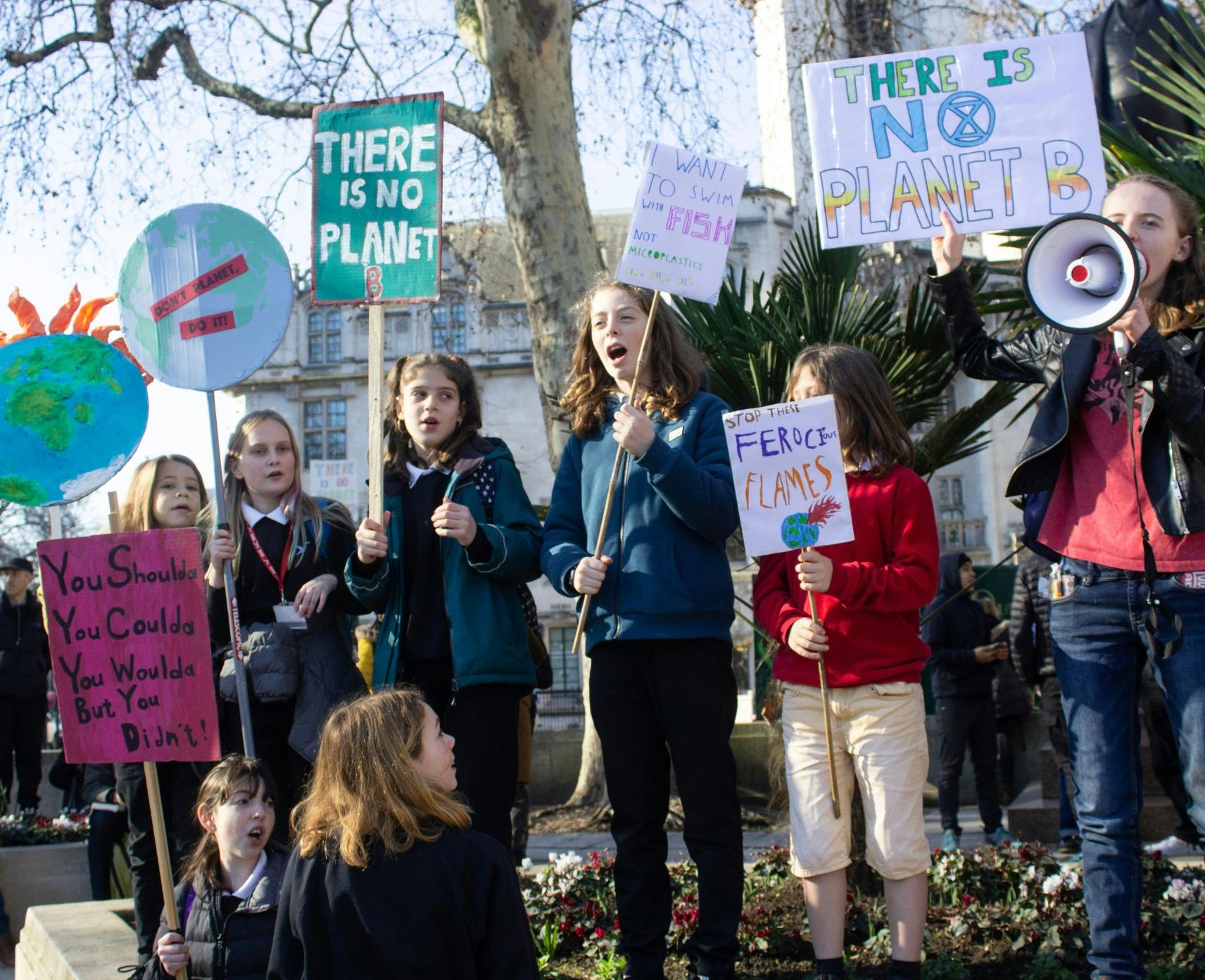 Young people protesting climate change