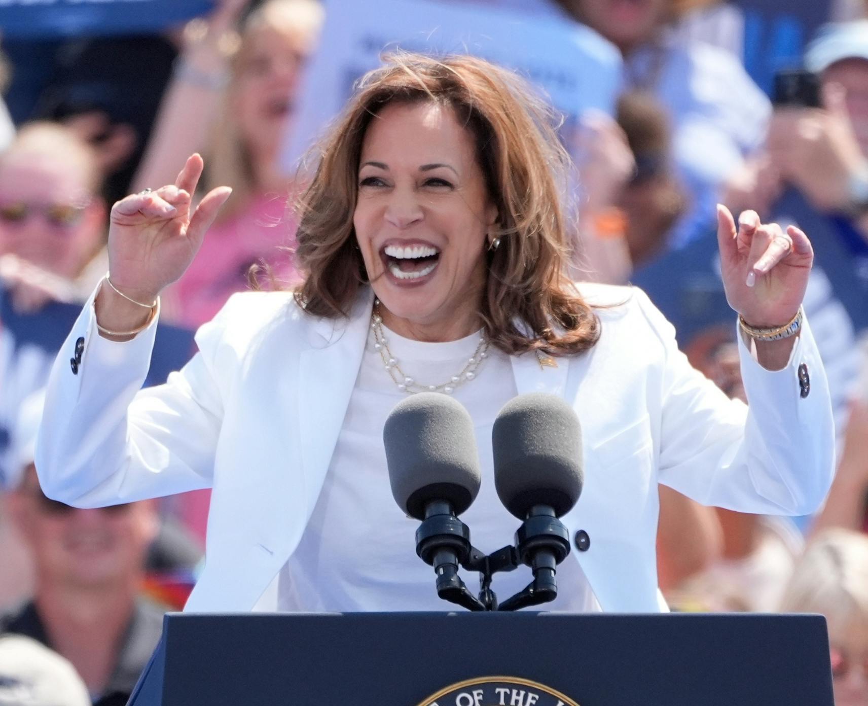 Kamala Harris delivers a campaign speech