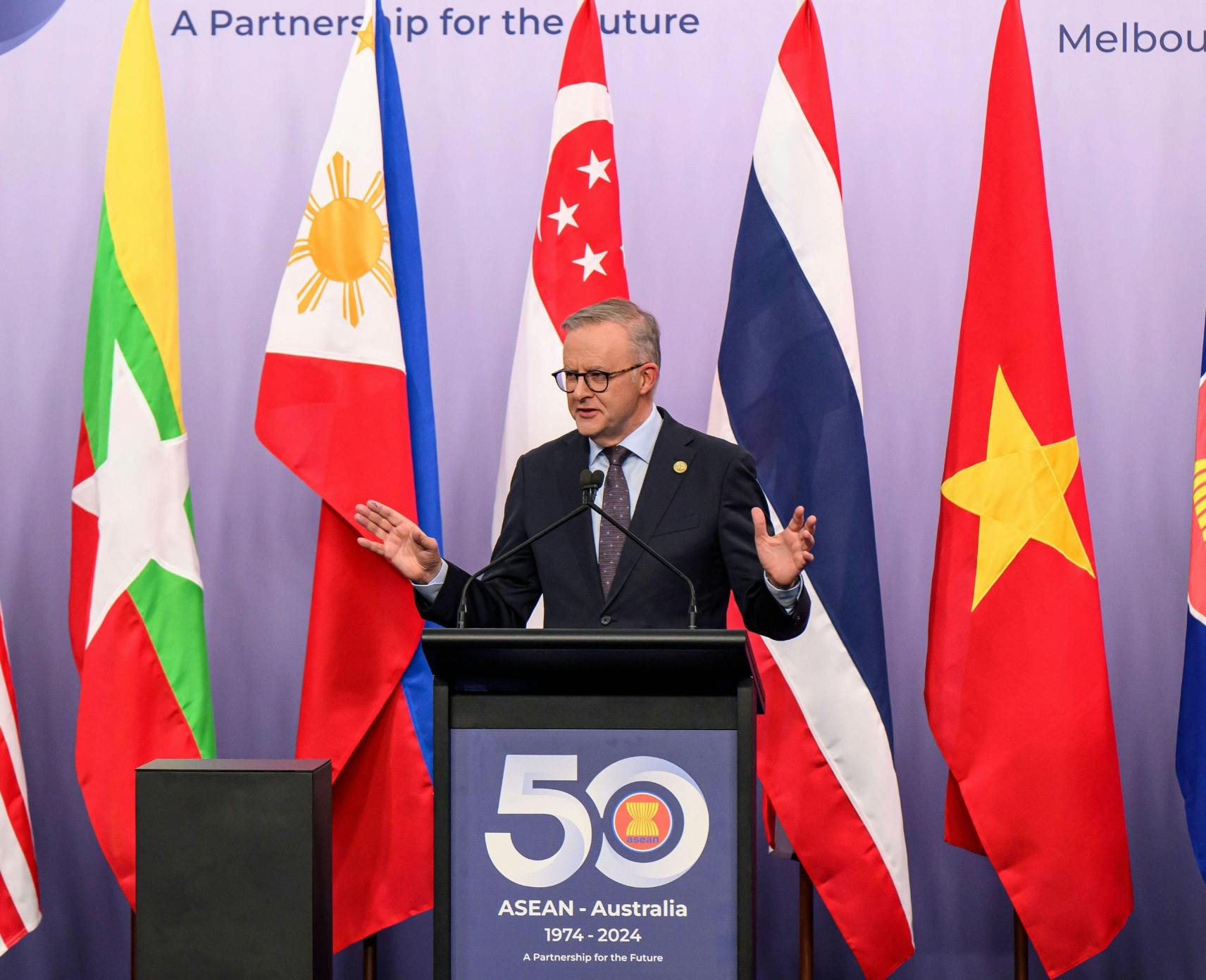 PM Anthony Albanese speaks at the ASEAN-Australia special summit in Melbourne